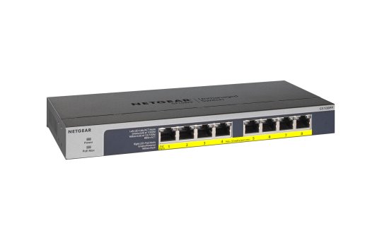Netgear GS108LP - Unmanaged - Gigabit Ethernet (10/100/1000) - Power over Ethernet (PoE) - Rack mounting - 1U - Wall mountable 
