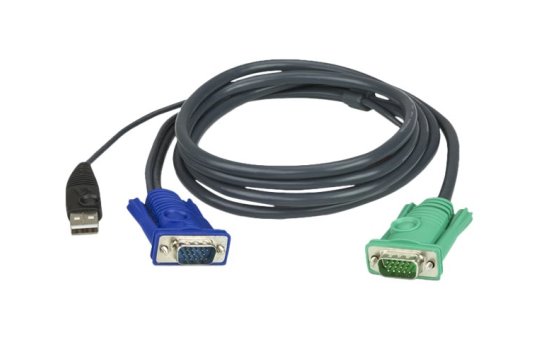 ATEN USB KVM Cable 1,8m - 1.8 m - VGA - Black - HDB-15 + USB A - SPHD-15 - Male 