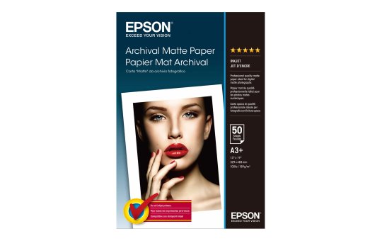 Epson Archival Matte Paper - DIN A3+ - 189g/m² - 50 Sheets - Inkjet printing - A3+ (330x483 mm) - Matt - 50 sheets - 192 g/m² - White 