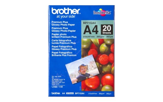 Brother A4 Glossy Paper - 260 g/m² - A4 - Blue - Red - 20 sheets - 265 µm - 100 year(s) 