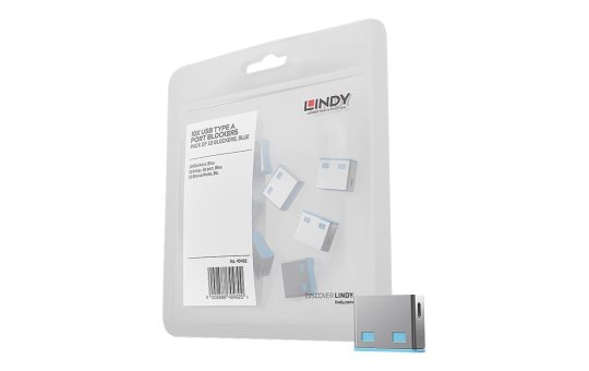 Lindy USB Port Blocker - USB-Portblocker - Blau (Packung mit 10) 