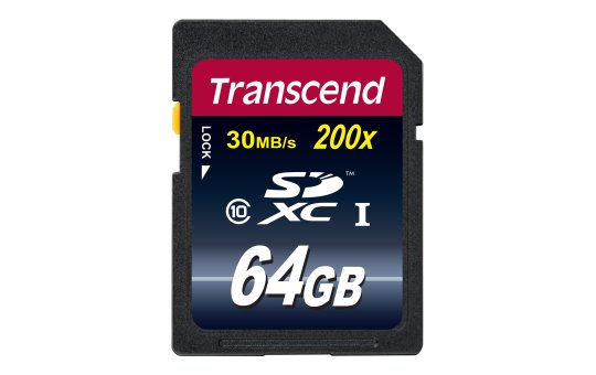 Transcend SD Card SDXC/SDHC Class 10 64GB - 64 GB - SDXC - Class 10 - NAND - 30 MB/s - Black 