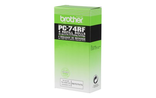 Brother PC-74RF - 144 pages - Black - FAXT72 / FAXT74 / FAXT76 / FAXT78 / FAXT7 Plus / FAXT92 / FAXT94 / FAXT96 / FAXT98 / FAXT102 /... - Fax ribbon - Box - Thermal transfer 