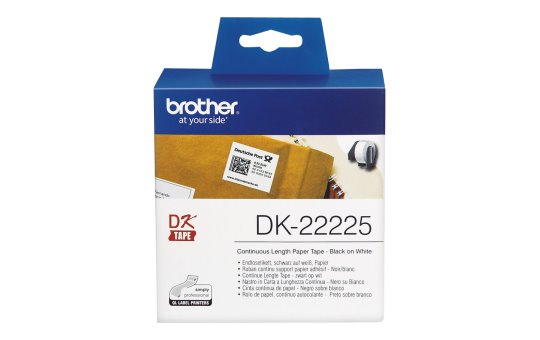 Brother Continuous Paper Tape - Black on white - DK - White - Direct thermal - Brother - Brother QL1050 - QL1060N - QL500 - QL500A - QL550 - QL560 - QL560VP - QL570 - QL580N - QL650TD - QL700,... 