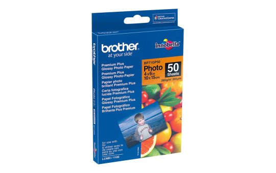 Brother BP71GP50 Premium Glossy Photo Paper - 260 g/m² - White - 265 µm - 50 sheets - 102 x 152 mm 