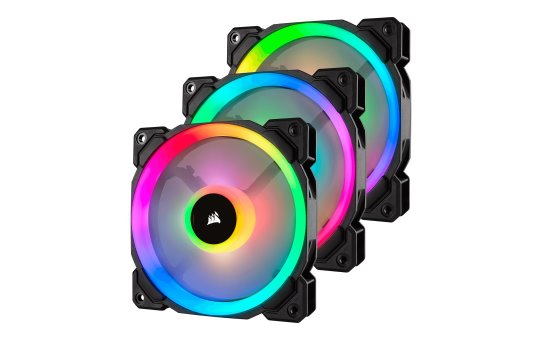 Corsair LL Series LL120 RGB Dual Light Loop - Gehäuselüfter - 120 mm - weiß, Blau, Gelb, Rot, grün, orange, violett - 12 cm (Packung mit 3) 