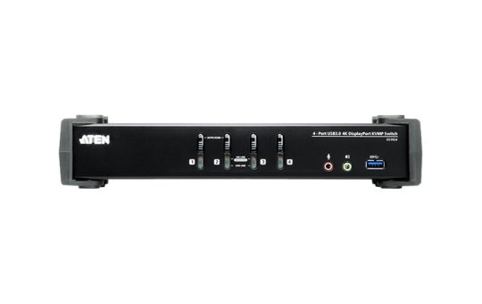 ATEN 4-Port USB 3.1 Gen 1 4K DisplayPort 1.2 KVMP™ Switch with Audio (KVM cables included) - 4096 x 2160 pixels - Black 