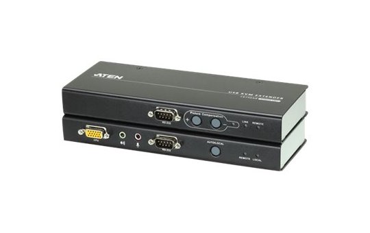 ATEN USB VGA KVM Extender with Audio and RS-232 (200m) - Transmitter & receiver - Wired - 200 m - Cat5 - 1920 x 1200 pixels - Push-buttons 