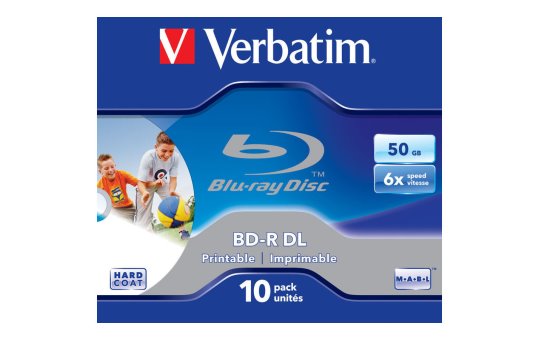 Verbatim 10 x BD-R DL - 50 GB 6x - mit Tintenstrahldrucker bedruckbare Oberfläche - Jewel Case (Schachtel) 