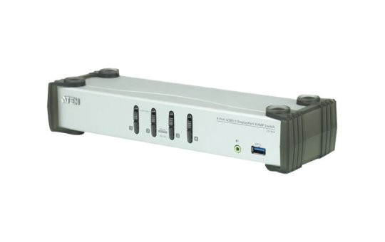ATEN 4-Port USB 3.1 Gen 1 DisplayPort 1.1 KVMP™ Switch with Speaker (KVM cables included) - 3840 x 2160 pixels - 2.99 W - Black - Grey 