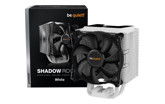Be Quiet! Shadow Rock 3 White CPU Cooler - Single 120mm PWM Fan - For Intel Socket: 1700/1200 / 2066 / 1150 / 1151 / 1155 / 2011(-3) Square ILM - For AMD Socket: AM4 / AM3(+) - 190W TDP - 163mm Height - Cooler - 12 cm - 1600 RPM - 11.5 dB - 24.4 dB - Whit 