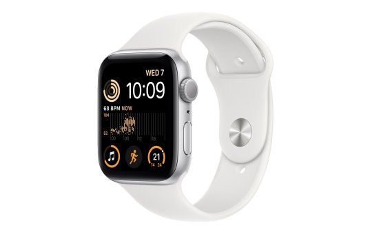 Apple Watch SE GPS 44mm Silver Aluminium Case with White Sport Band 