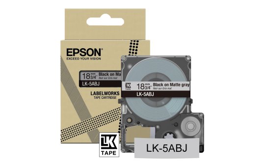 Epson Matte Tape – Grey/Black 18mm(8m) – LK-5ABJ - Black on grey - LK - Rhino - LabelWorks LW-C410 - LabelWorks LW-C610 - 1.8 cm - 8 m 