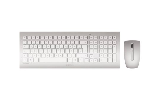 Cherry DW 8000 - Full-size (100%) - Wireless - RF Wireless - QWERTZ - Silver - White - Mouse included 